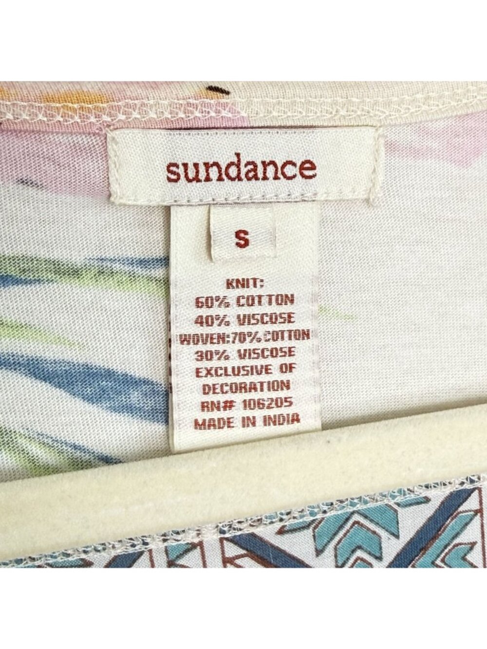 Sundance Floral & Geometric Print Top, S - Picture 6 of 7